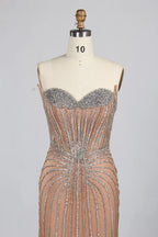Luxury Pink Beaded Fit Mermaid Cape Sleeves Mother of the Bride Dress KY049