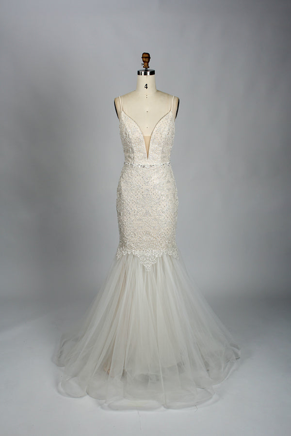 Wholesale Beaded Mermaid Bridal Gown – Tulle Wedding Dress kt1332