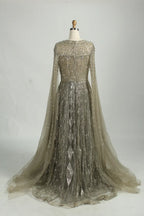 Beaded Long-Sleeve A-Line Mother of the Bride Dress KS050