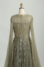 Beaded Long-Sleeve A-Line Mother of the Bride Dress KS050