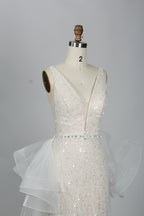 Wholesale Sequin V-Neck Bridal Gown – Tulle Ruffle Dress kt1333