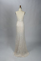 Wholesale Sequin V-Neck Bridal Gown – Tulle Ruffle Dress kt1333