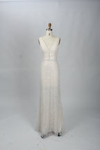 Wholesale Sequin V-Neck Bridal Gown – Tulle Ruffle Dress kt1333
