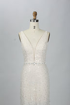 Wholesale Sequin V-Neck Bridal Gown – Tulle Ruffle Dress kt1333