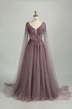 Stunning Beaded Mermaid Pink Tulle Evening Dress KS054