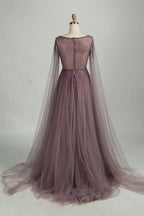 Stunning Beaded Mermaid Pink Tulle Evening Dress KS054