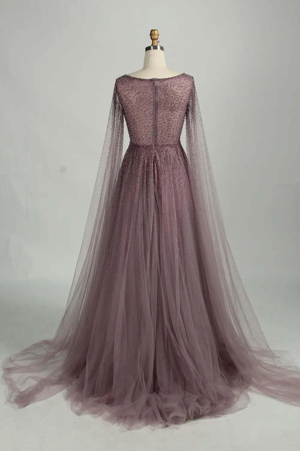 Stunning Beaded Mermaid Pink Tulle Evening Dress KS054