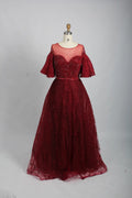 Sophisticated A-Line Mother of the Bride Dress with Flutter Sleeves MK102