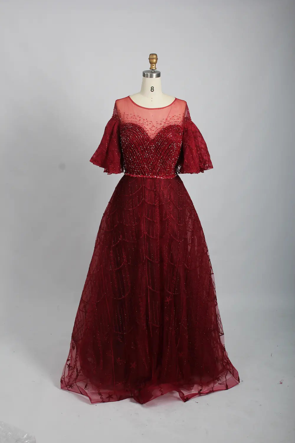 Sophisticated A-Line Mother of the Bride Dress with Flutter Sleeves MK102