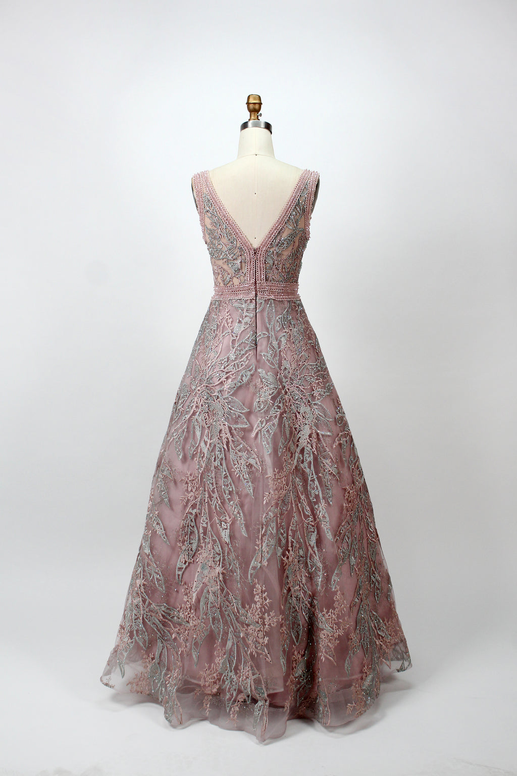 Wholesale V - Neck Beaded Floral Mother Gown MK041