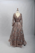 Taupe Timeless A-Line Mother of the Bride Dress with Long Sleeves MK104
