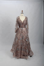 Taupe Timeless A-Line Mother of the Bride Dress with Long Sleeves MK104