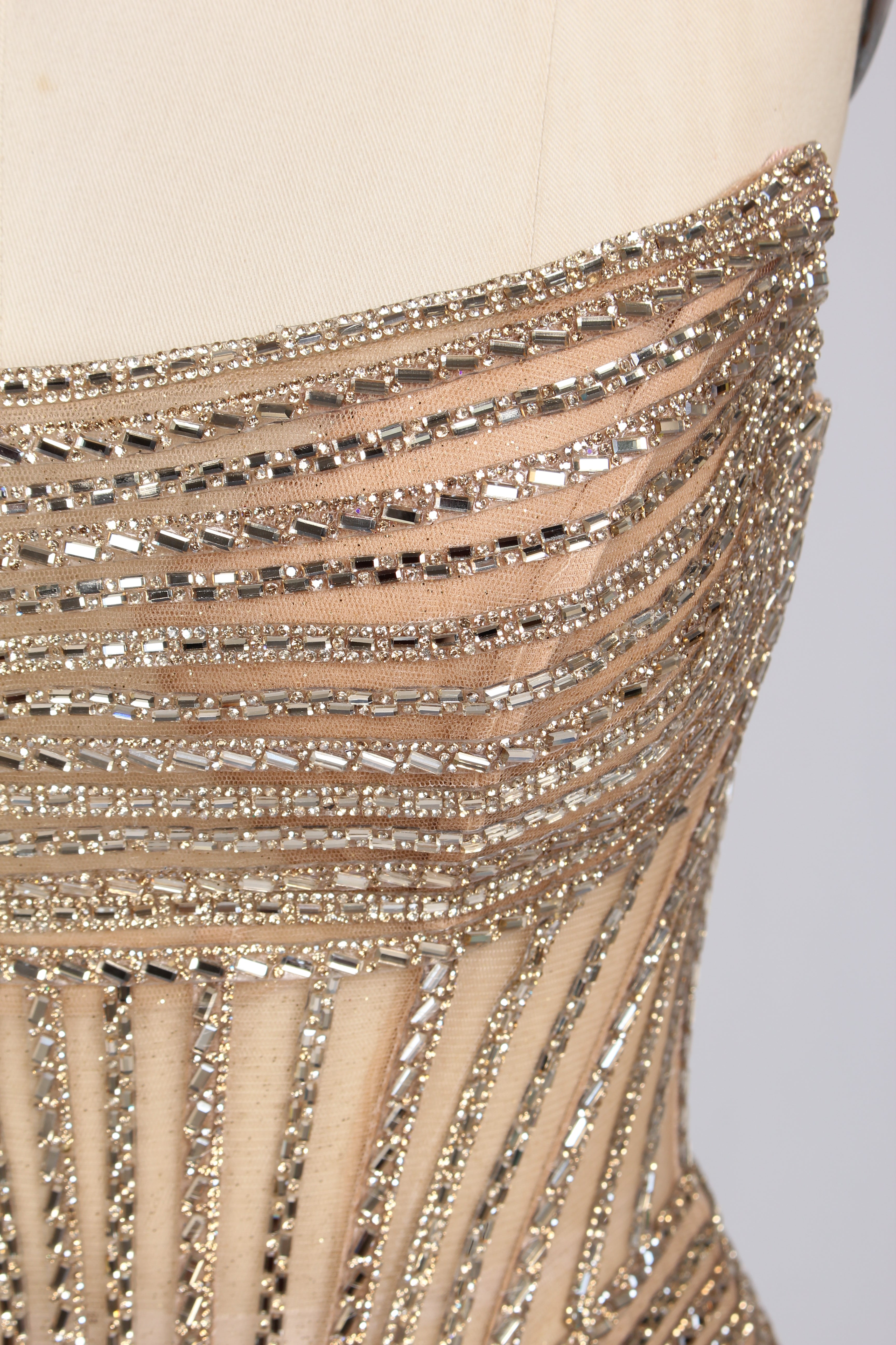 Wholesale Champagne Sequin Strapless Mermaid Evening Gown with Slit 33308