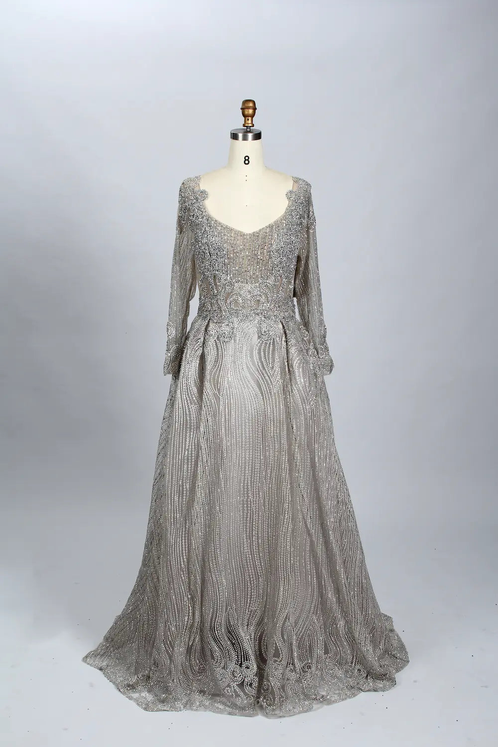 Sophisticated A-Line Mother of the Bride Dress with Long Sleeves MK058