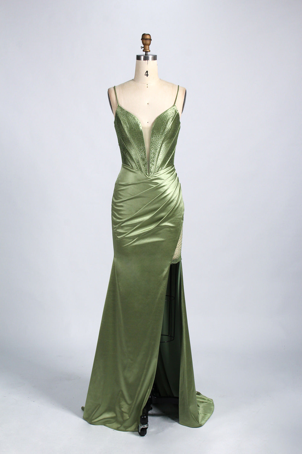 Simple Rhinestone Slit Prom Dress - Wholesale Sexy Chic 33049