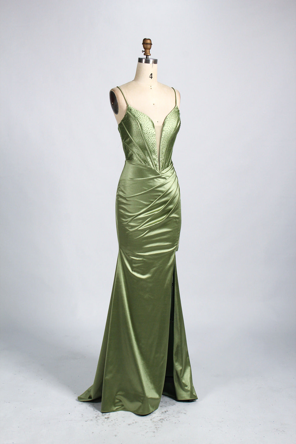 Simple Rhinestone Slit Prom Dress - Wholesale Sexy Chic 33049