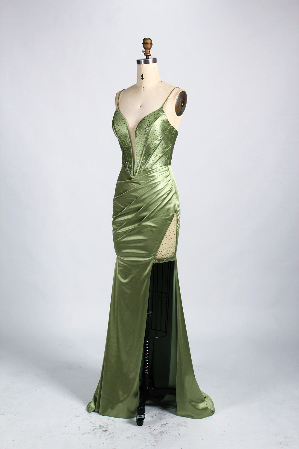 Simple Rhinestone Slit Prom Dress - Wholesale Sexy Chic 33049