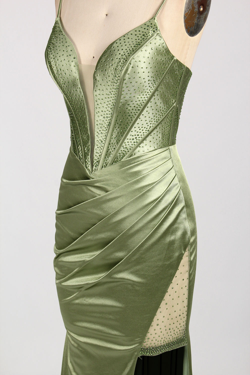 Simple Rhinestone Slit Prom Dress - Wholesale Sexy Chic 33049
