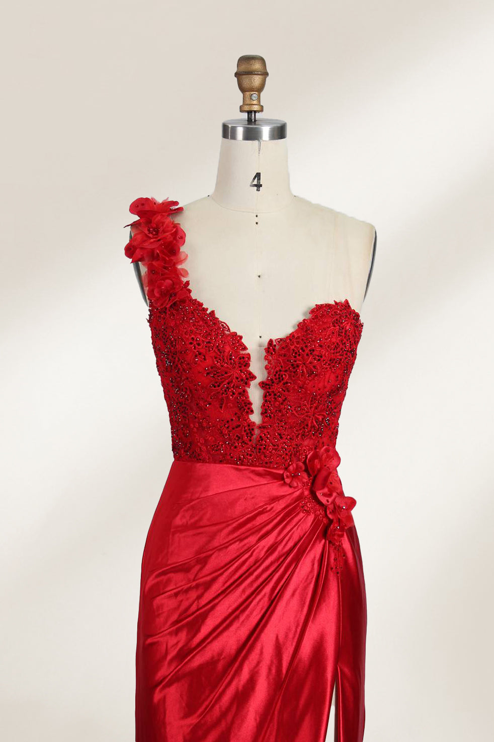 Supplier One-Shoulder Embroidered Satin Mermaid Gown 32898