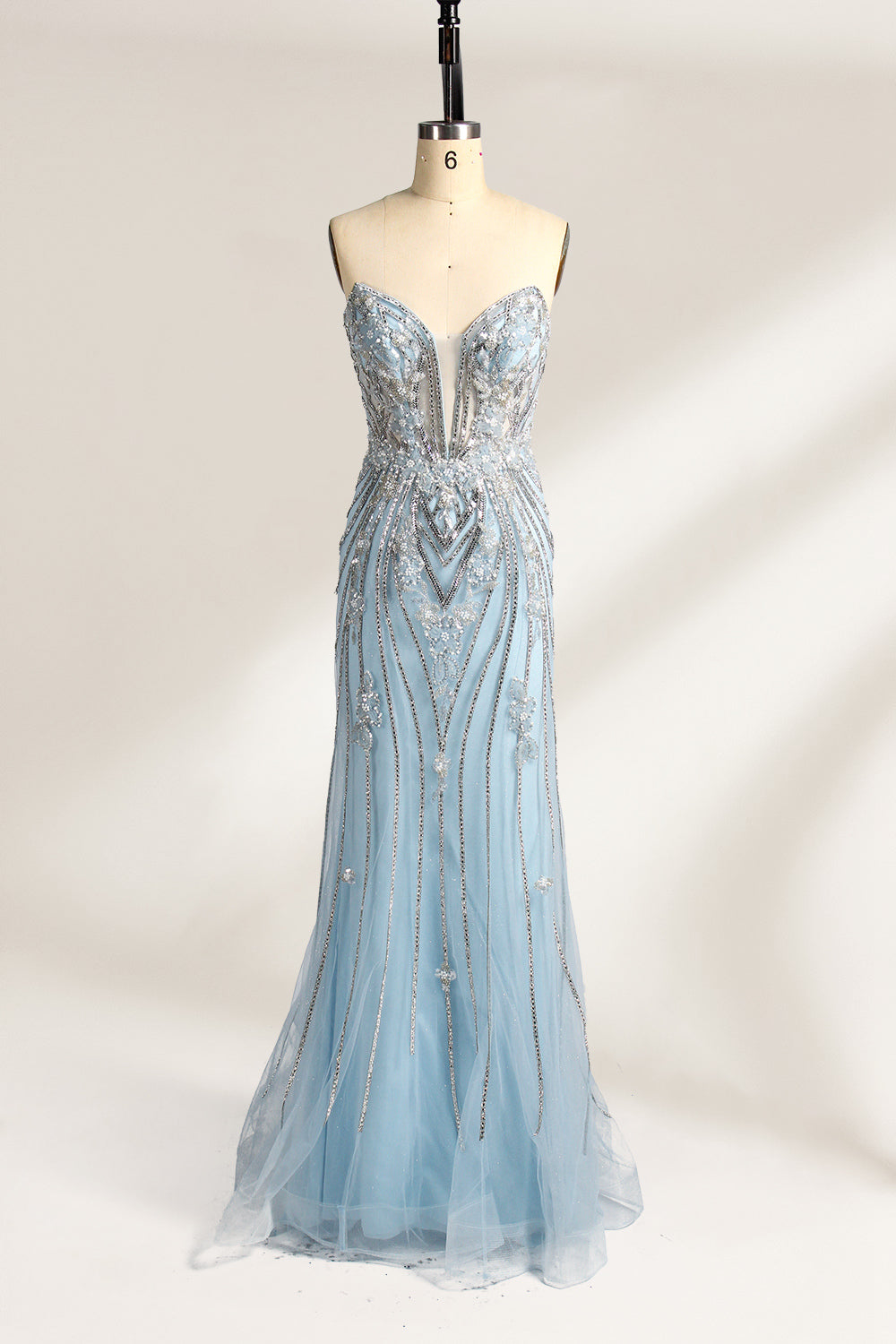 Luxurious Strapless Beaded Mermaid Prom Dress - Wholesale 33052