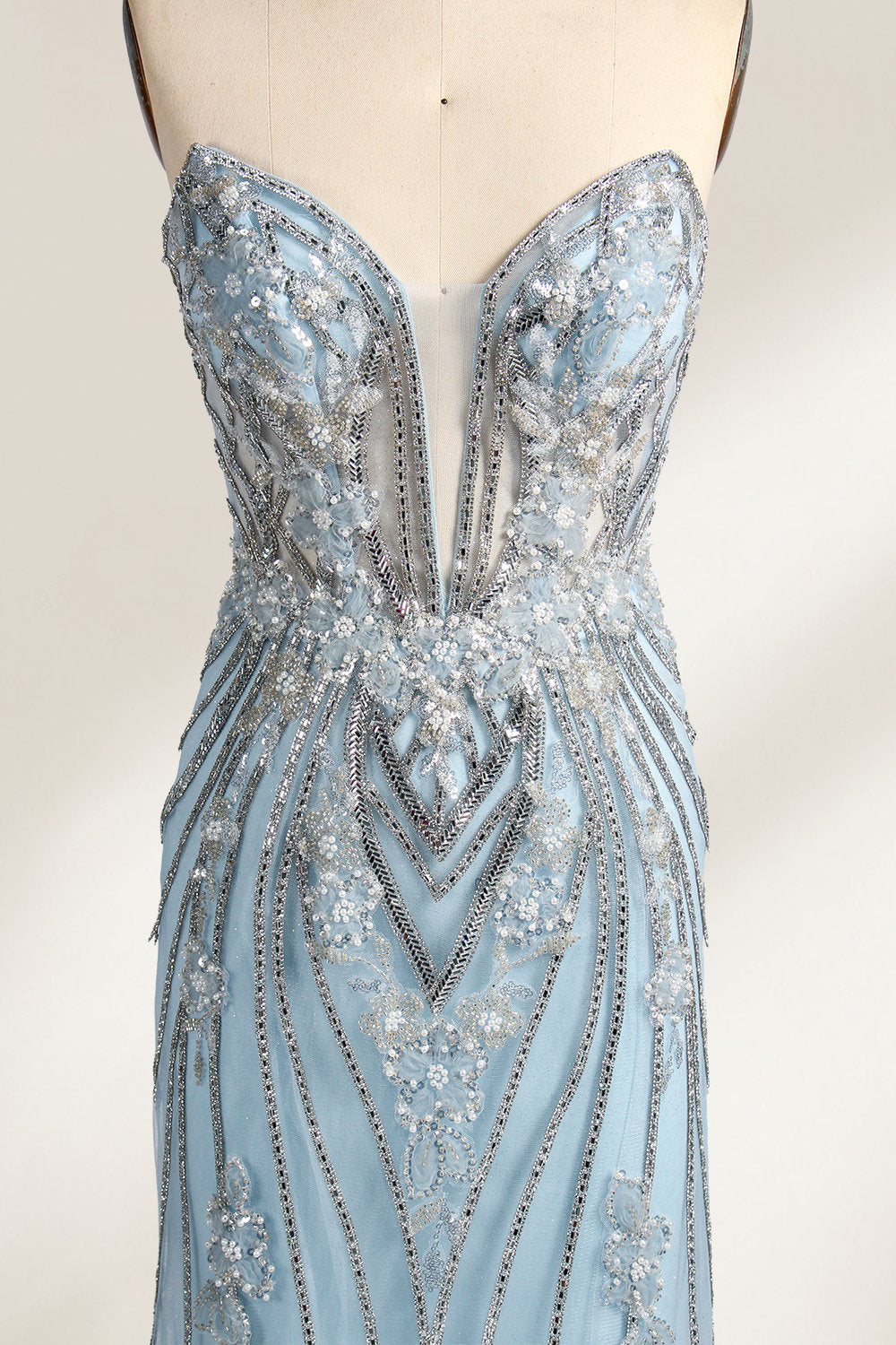 Luxurious Strapless Beaded Mermaid Prom Dress - Wholesale 33052