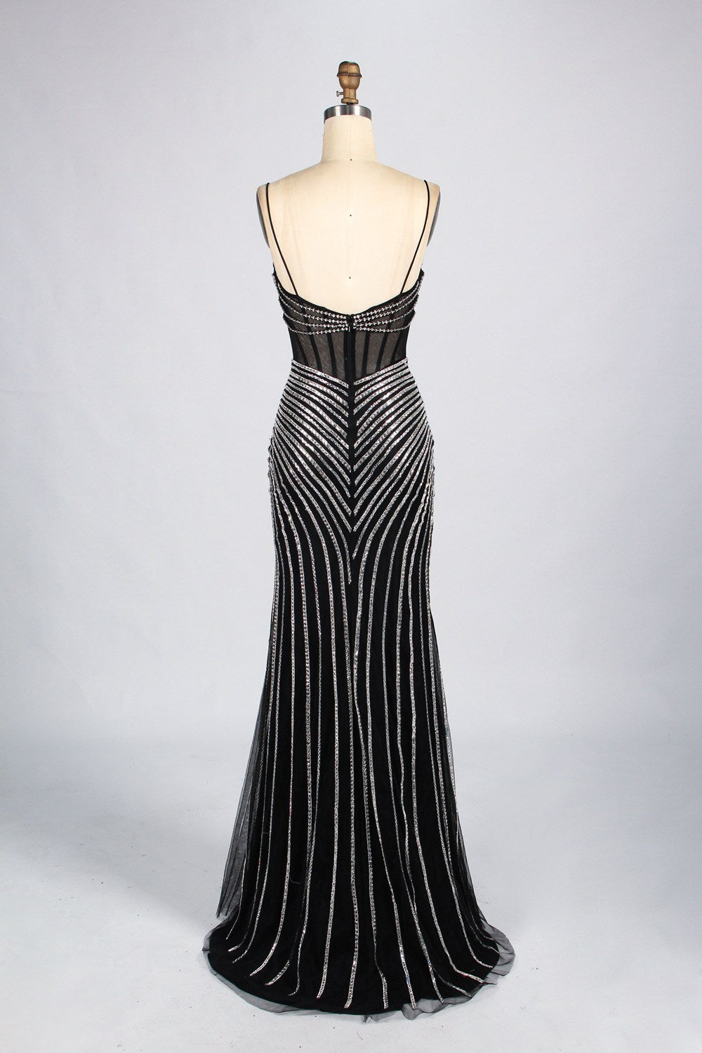 Glamorous Striped Rhinestone Mermaid Prom Dress Wholesale 33053