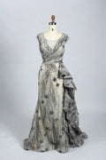 Beaded Fit-and-Flare Evening Dress with Short with Cap Sleeves MK063