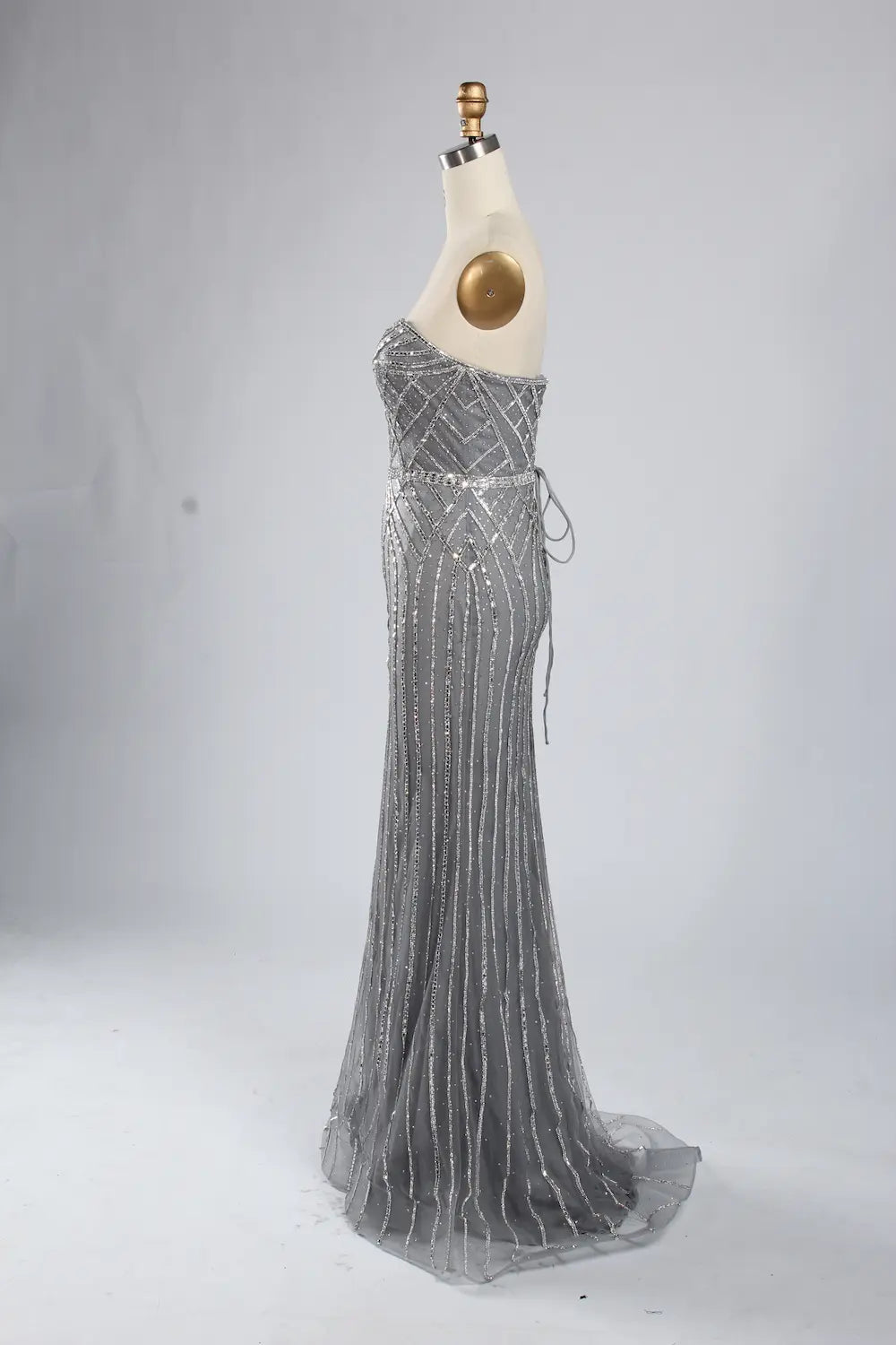 Off-the-Shoulder Beaded Draped Sleeves Mermaid Mother of the Bride Dress KY051