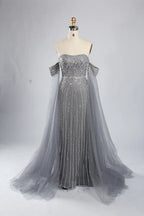 Off-the-Shoulder Beaded Draped Sleeves Mermaid Mother of the Bride Dress KY051