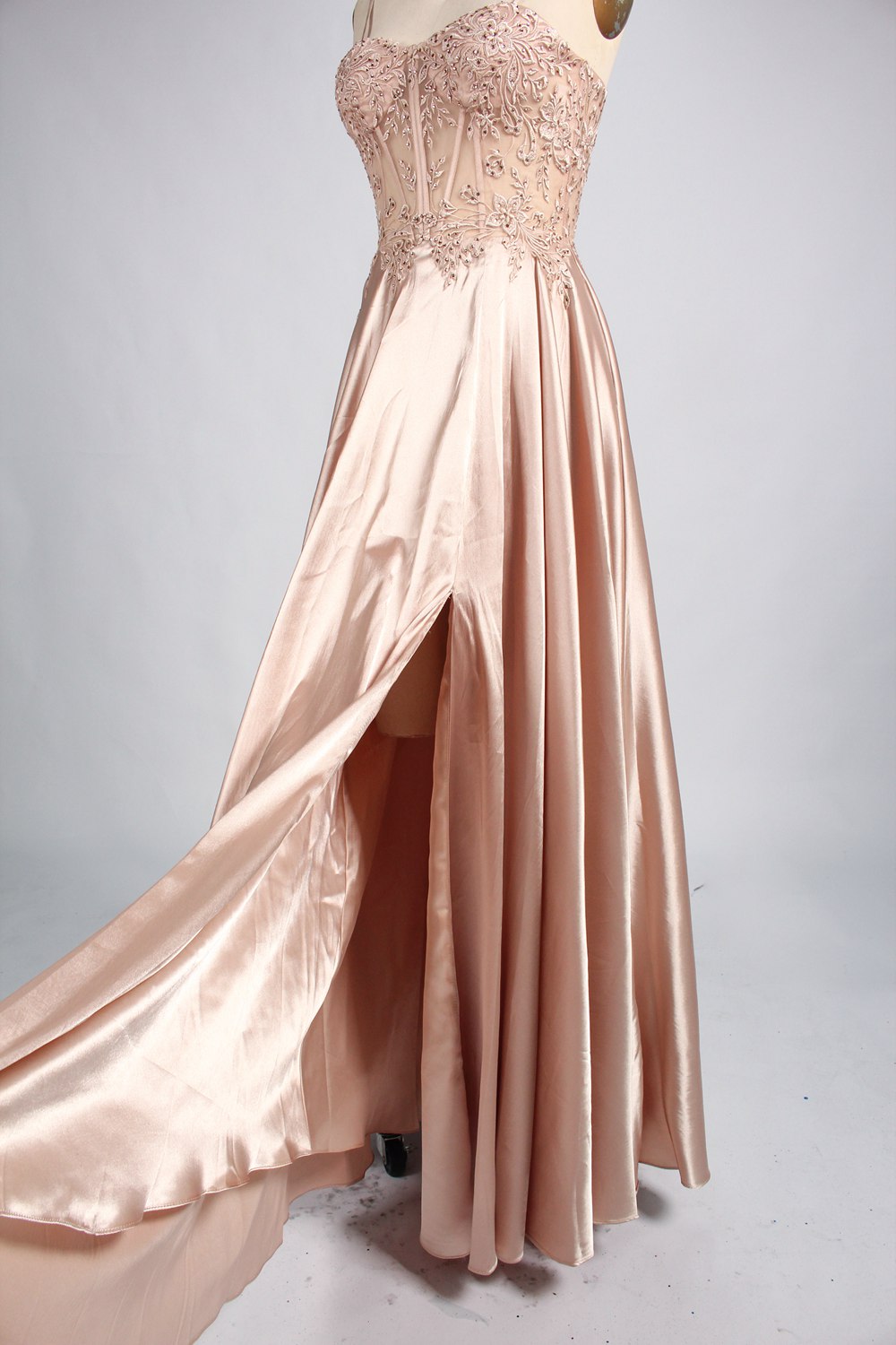 Luxe Wholesale Satin Prom Dress with Embroidered 33059
