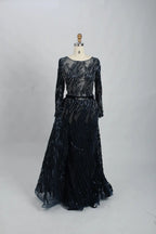 Embellished A-Line Mother of the Bride Dress with Long Sleeves MK103
