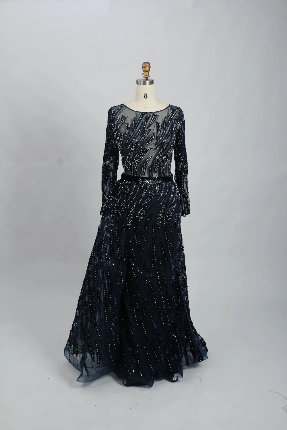 Embellished A-Line Mother of the Bride Dress with Long Sleeves MK103