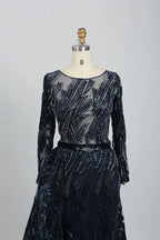 Embellished A-Line Mother of the Bride Dress with Long Sleeves MK103