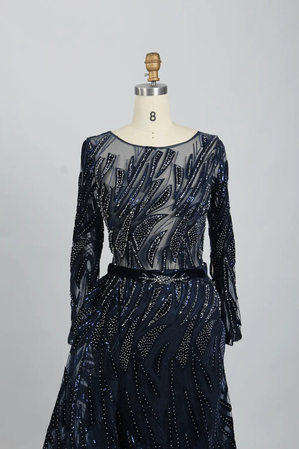 Embellished A-Line Mother of the Bride Dress with Long Sleeves MK103