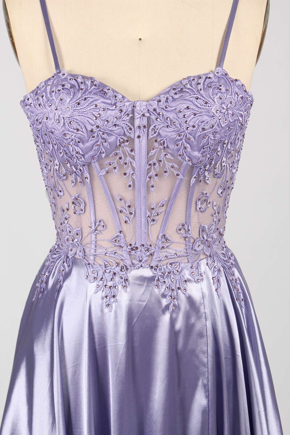 Luxe Wholesale Satin Prom Dress with Embroidered 33059