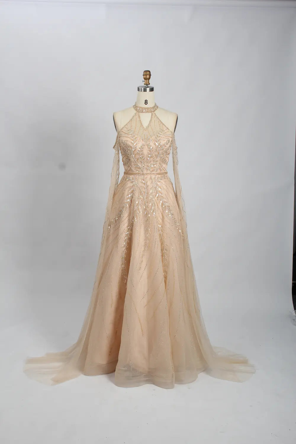 Modern Champagne Beaded A-Line Mother of the Bride Dress MC089