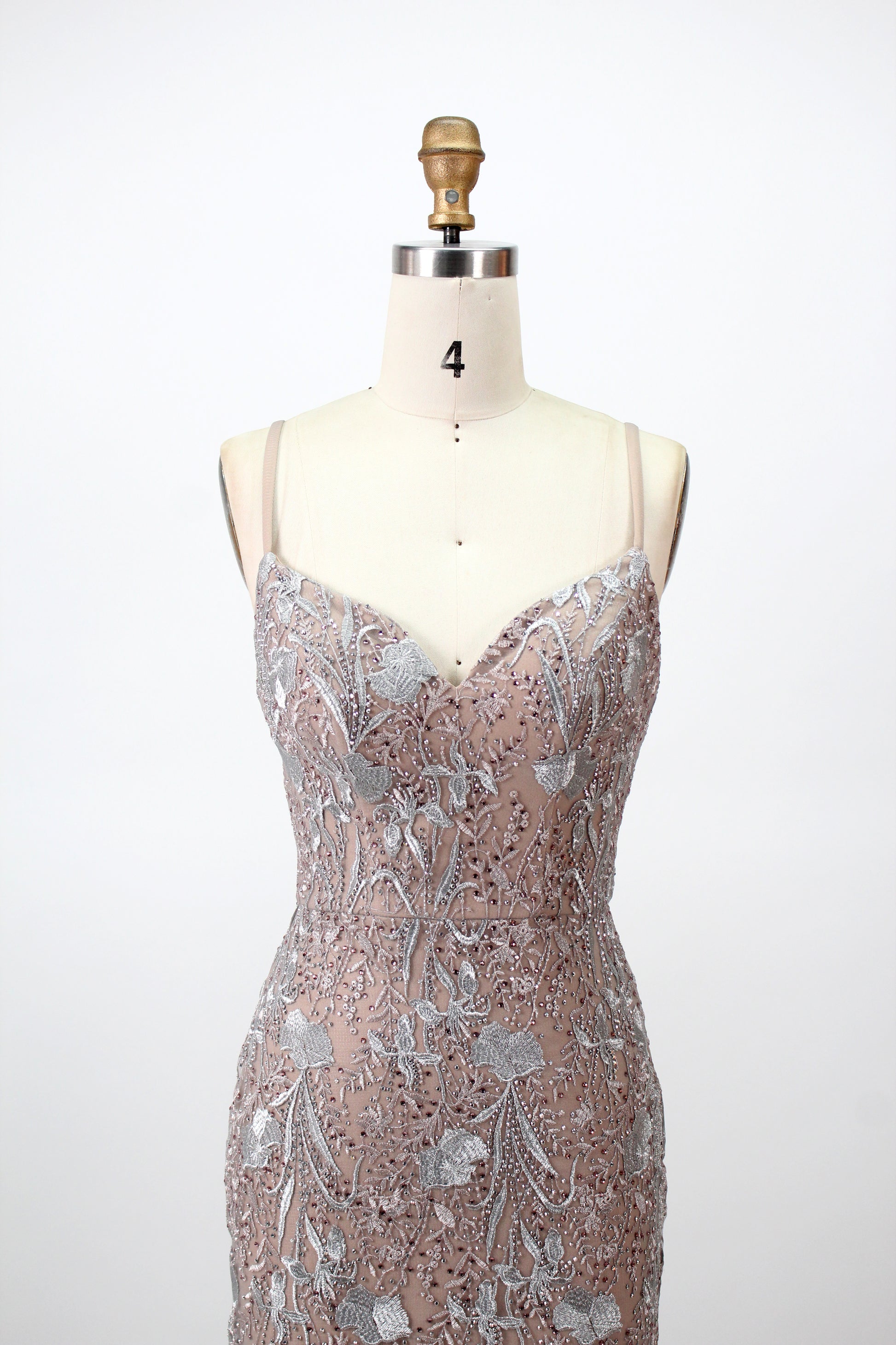 Wholesale Champagne Beaded Mermaid Tulle Prom Dress Gown KT1286