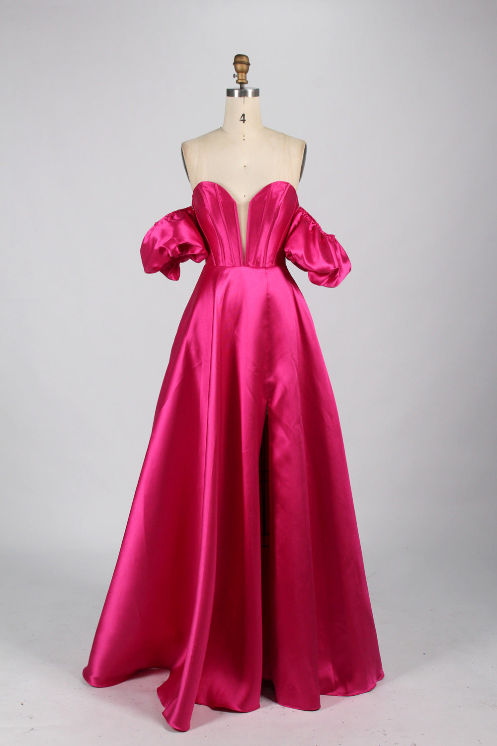 Elegant Simple Prom Gown with Detachable Balloon Sleeves – Majestic Ball Gown Style 33060
