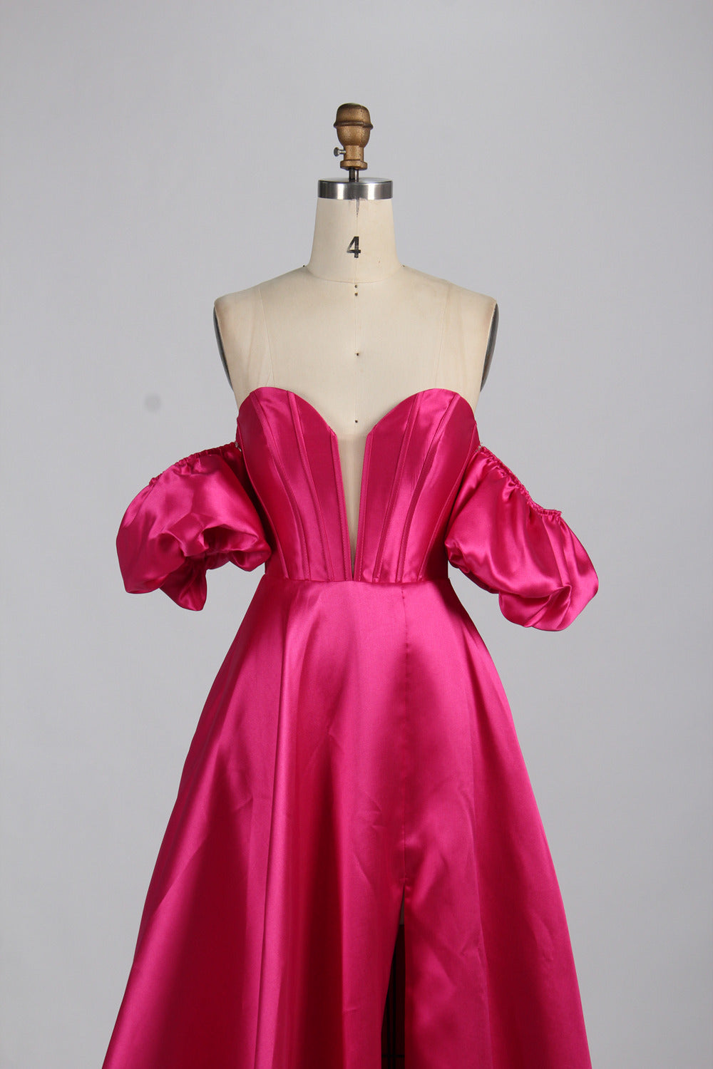 Elegant Simple Prom Gown with Detachable Balloon Sleeves – Majestic Ball Gown Style 33060