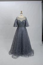 Sophisticated A-Line Mother of the Bride Dress with Flutter Sleeves MK102