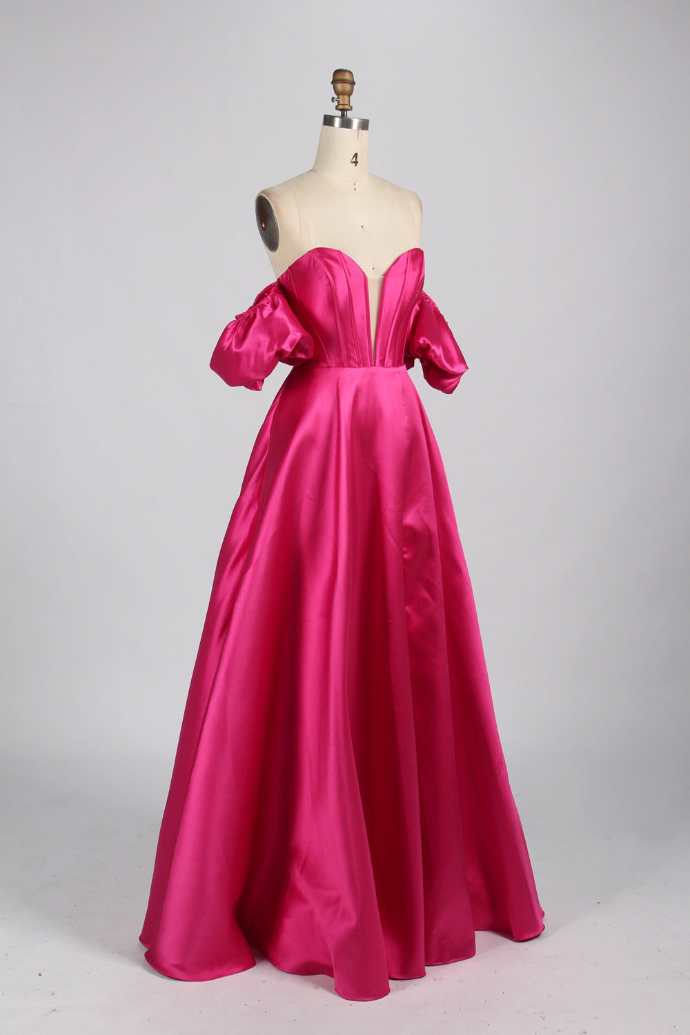 Elegant Simple Prom Gown with Detachable Balloon Sleeves – Majestic Ball Gown Style 33060