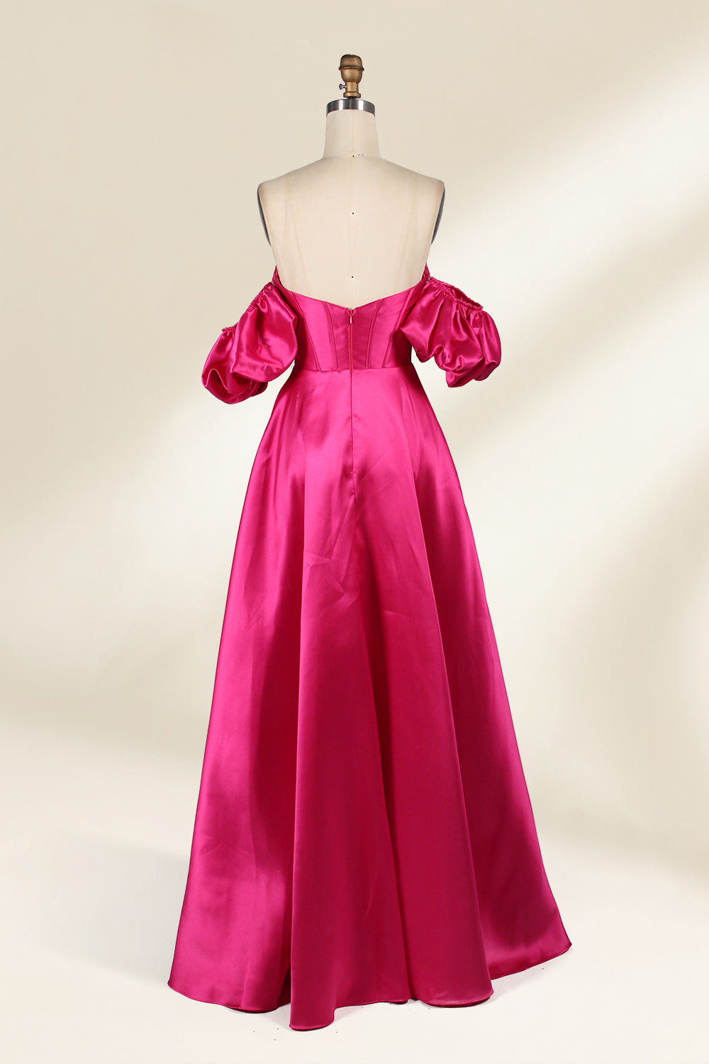 Elegant Simple Prom Gown with Detachable Balloon Sleeves – Majestic Ball Gown Style 33060