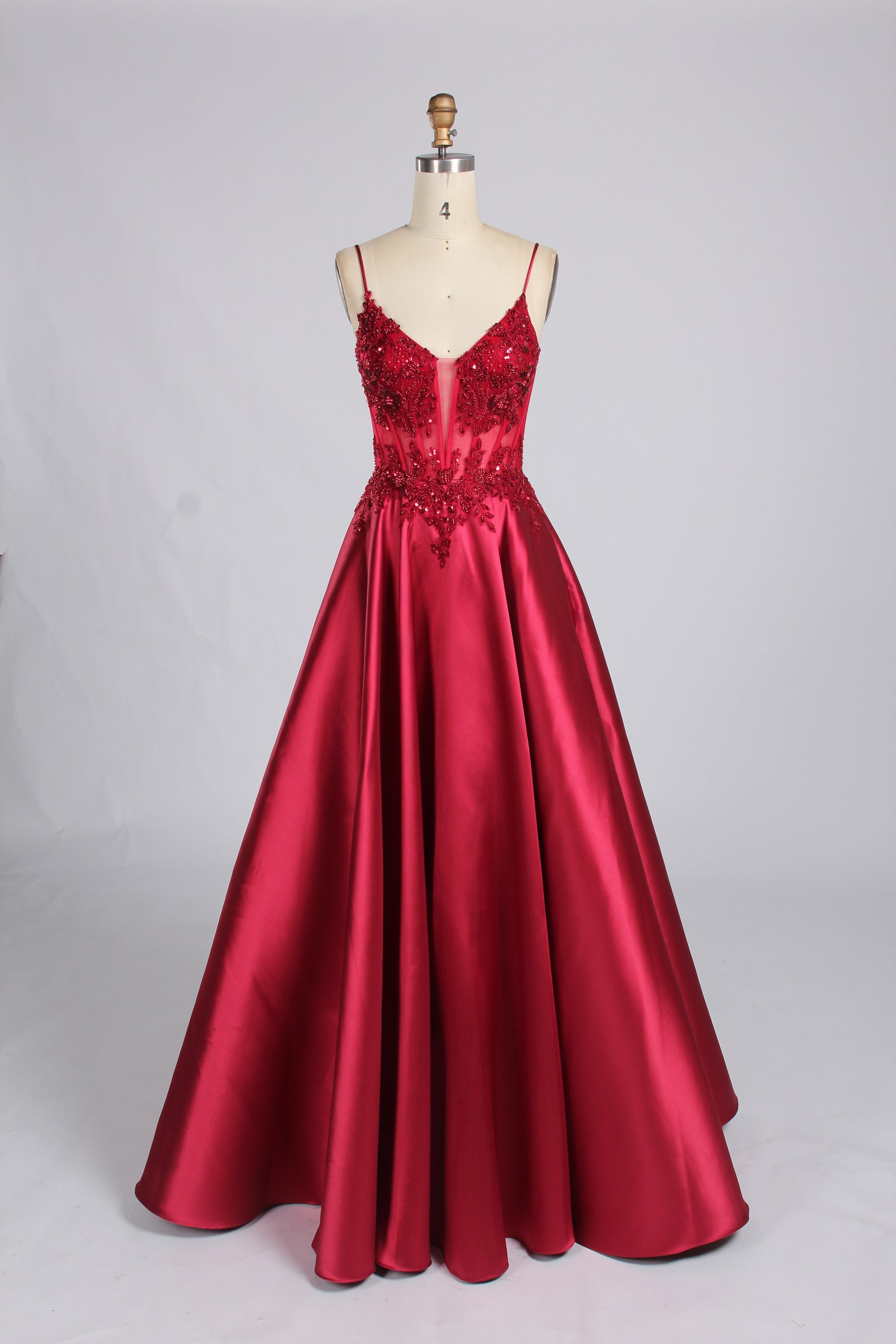 Wholesale Royal Blue Lace - Bodice Satin Evening Gown 33158