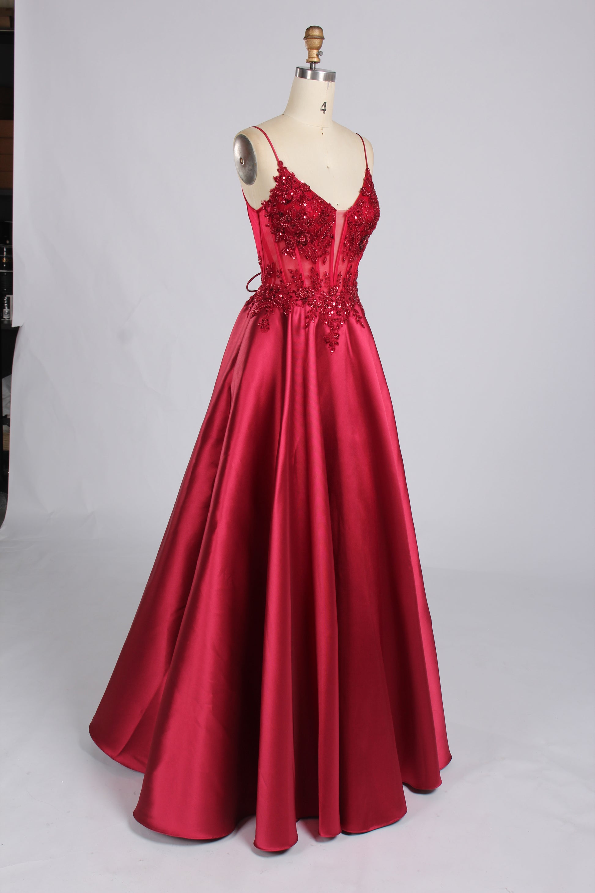 Wholesale Royal Blue Lace - Bodice Satin Evening Gown 33158