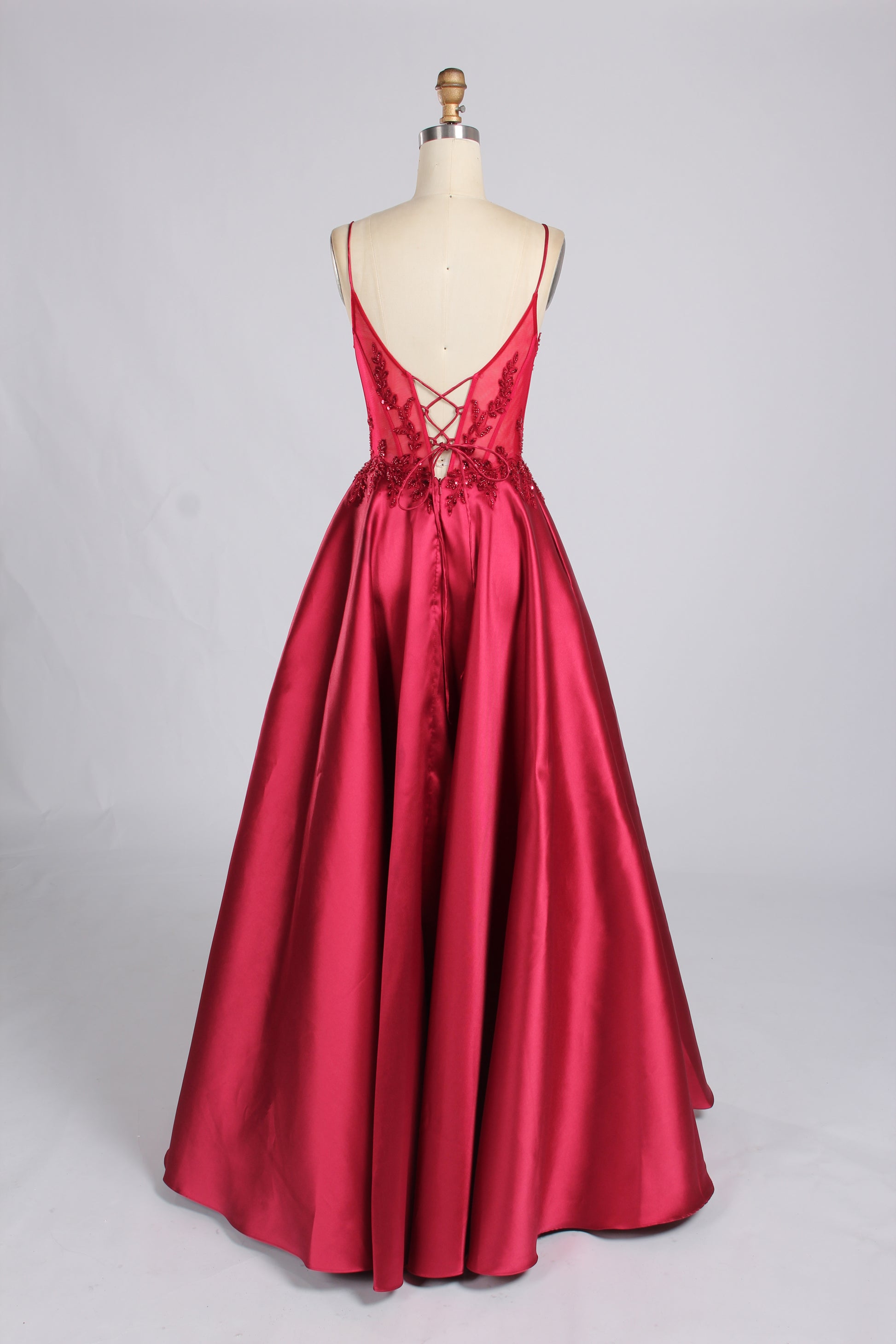 Wholesale Royal Blue Lace - Bodice Satin Evening Gown 33158