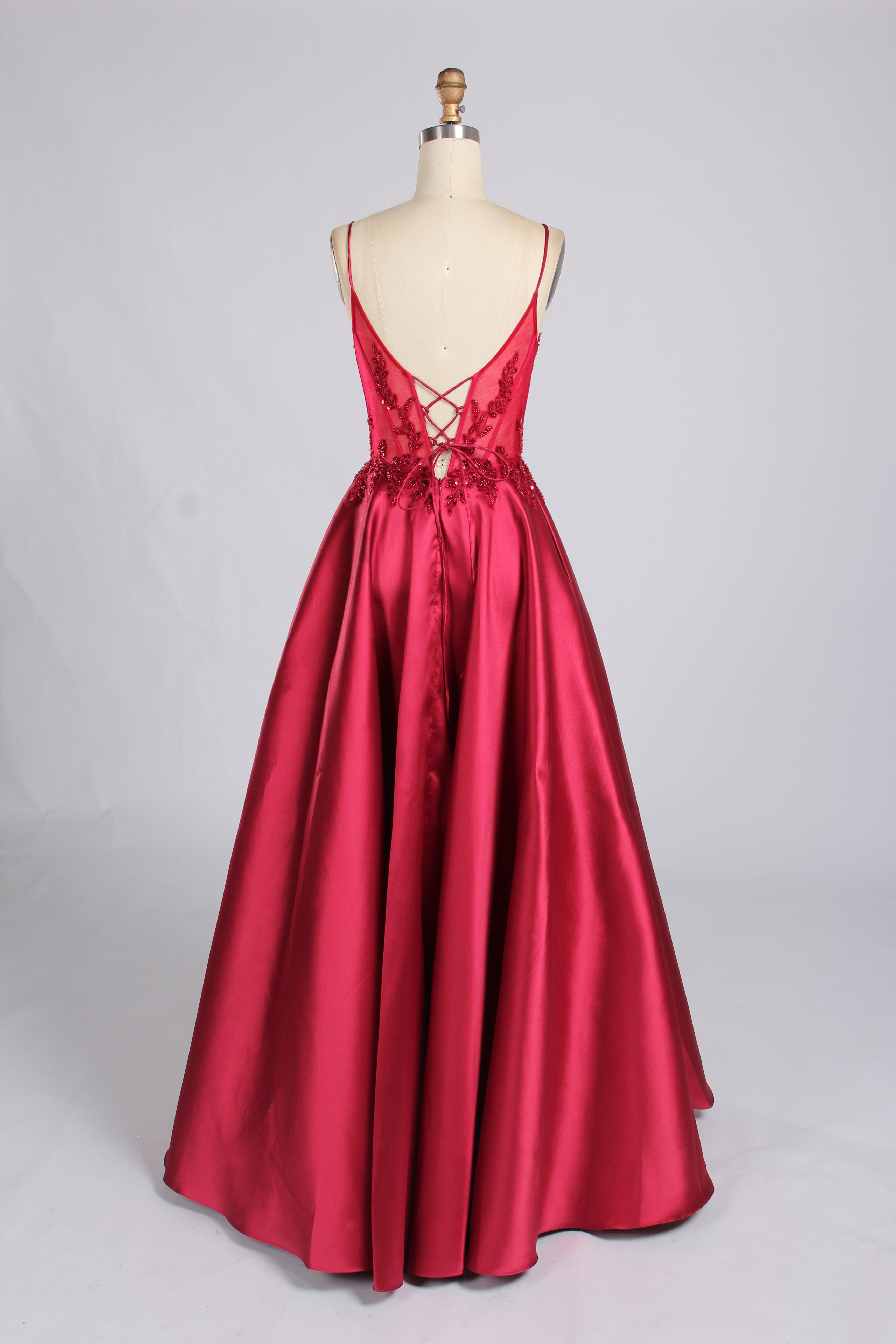 Wholesale Royal Blue Lace - Bodice Satin Evening Gown 33158