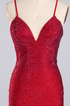 Wholesale Light Blue Crystal - Embellished Spaghetti - Strap Evening Gown 33196