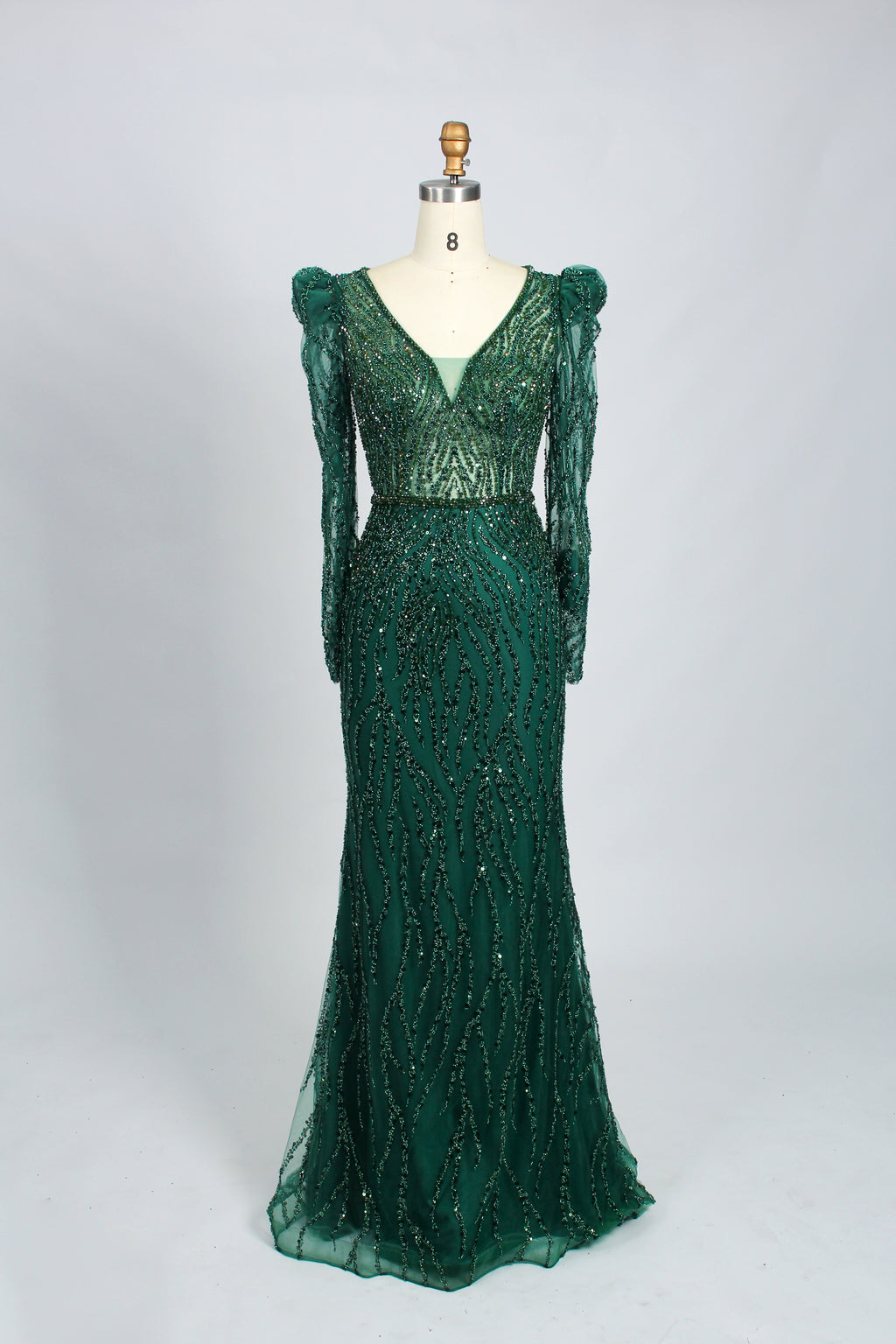 Wholesale Lilac Sequin Long-Sleeve Mermaid Prom Dress MC088