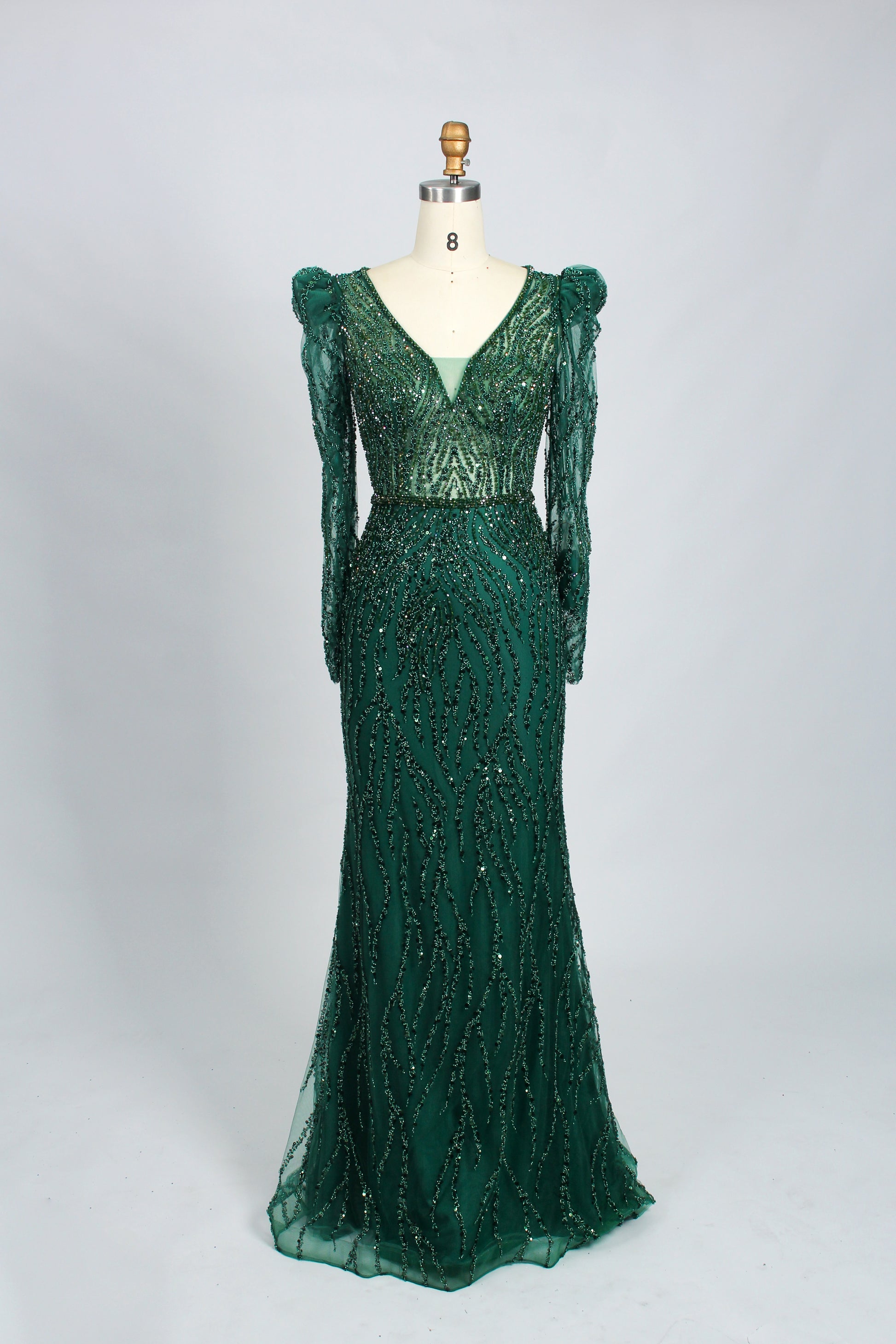 Wholesale Lilac Sequin Long-Sleeve Mermaid Prom Dress MC088