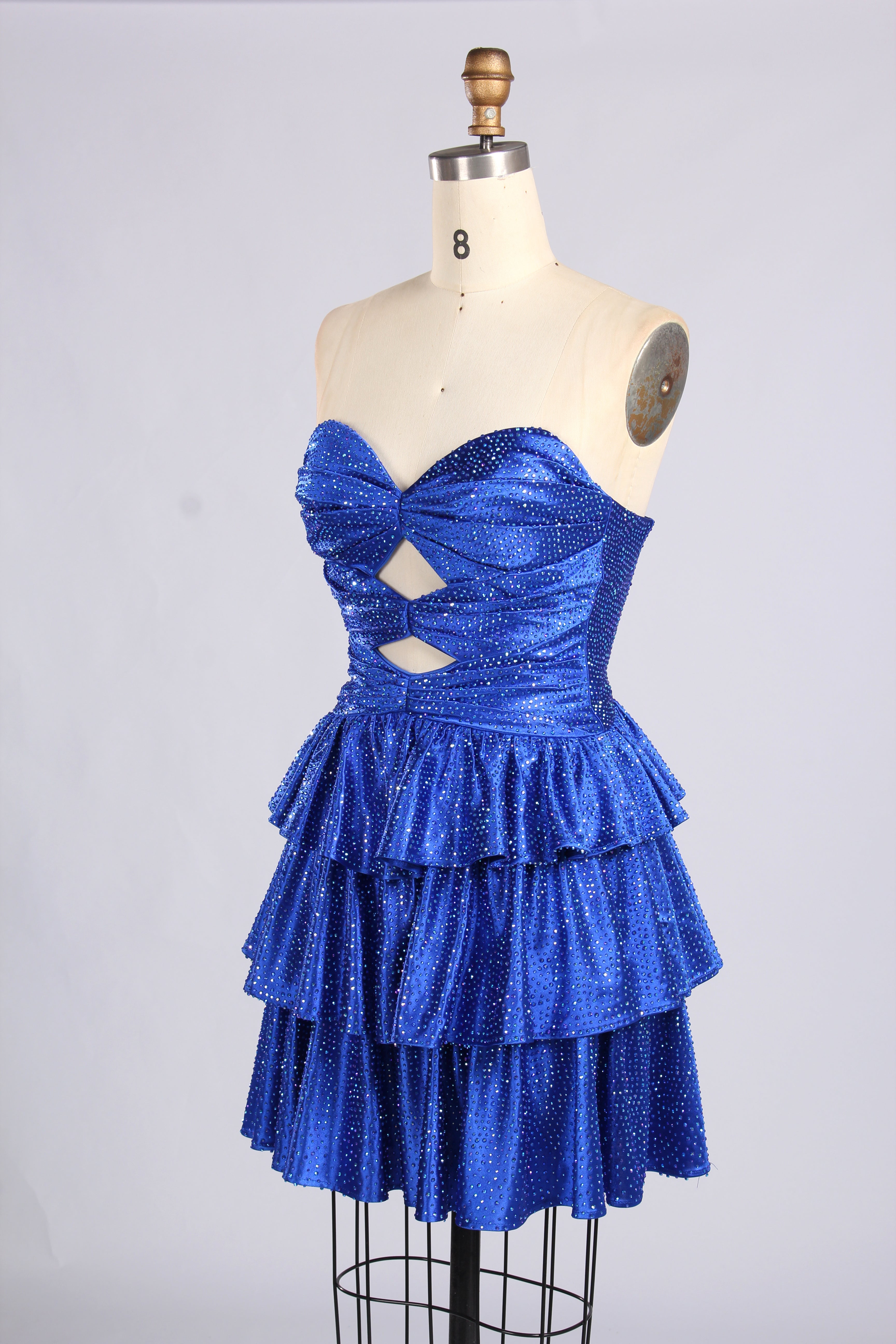 Wholesale Royal Blue Rinestone Strapless Homecoming Dress 33537
